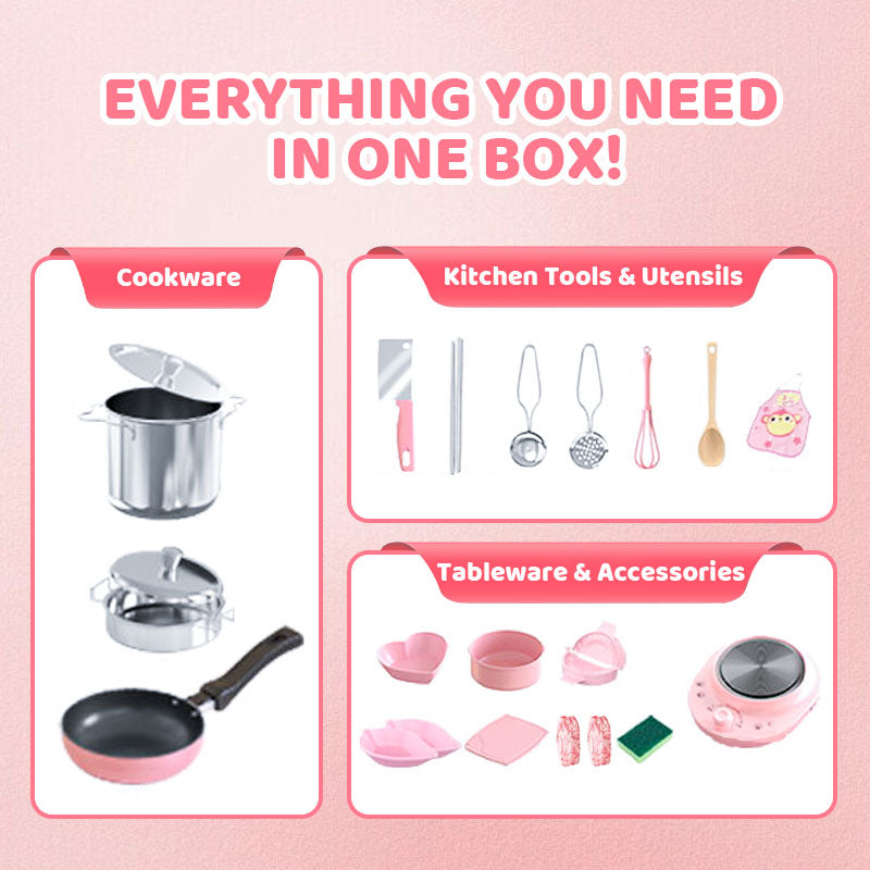 👧🏻 🍳 Realistisches Mini-Kochset (22-teilig) – Vollständige Ausstattung, Sichere Materialien & Pädagogischer Spielspaß 🎁