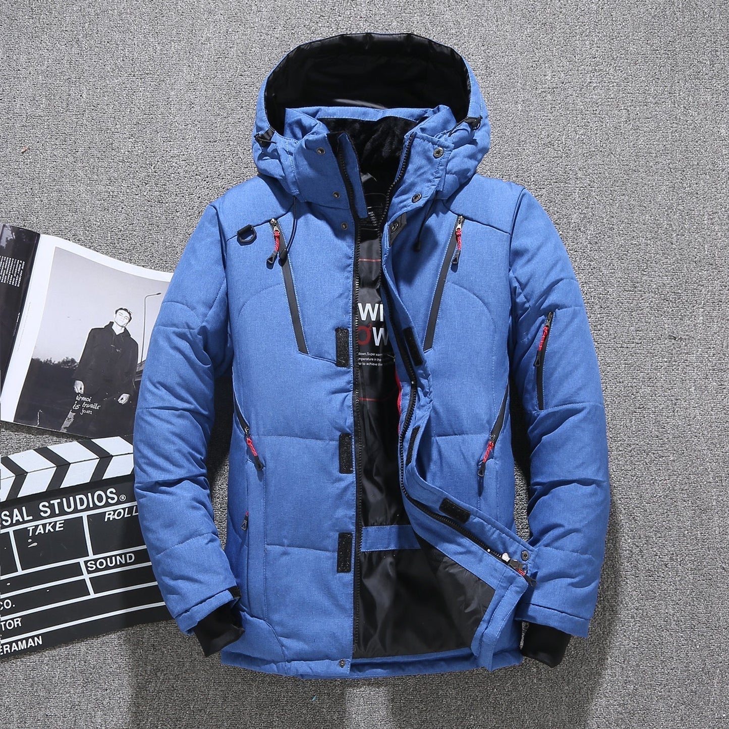 Weißer Entendaunenparka für Männer - Warme Winterjacke- Kostenlose Lieferung
