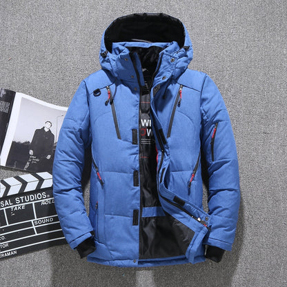 Weißer Entendaunenparka für Männer - Warme Winterjacke- Kostenlose Lieferung