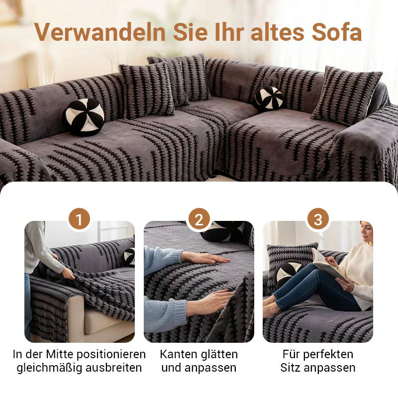 🛋️ 56% RABATT 2026! ✨ Plüsch Sofaüberwurf - Extra Dicke & Rutschfeste Decke mit Elastischen Kanten für Herbst und Winter 🍂❄️