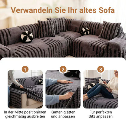 🛋️ 56% RABATT 2026! ✨ Plüsch Sofaüberwurf - Extra Dicke & Rutschfeste Decke mit Elastischen Kanten für Herbst und Winter 🍂❄️