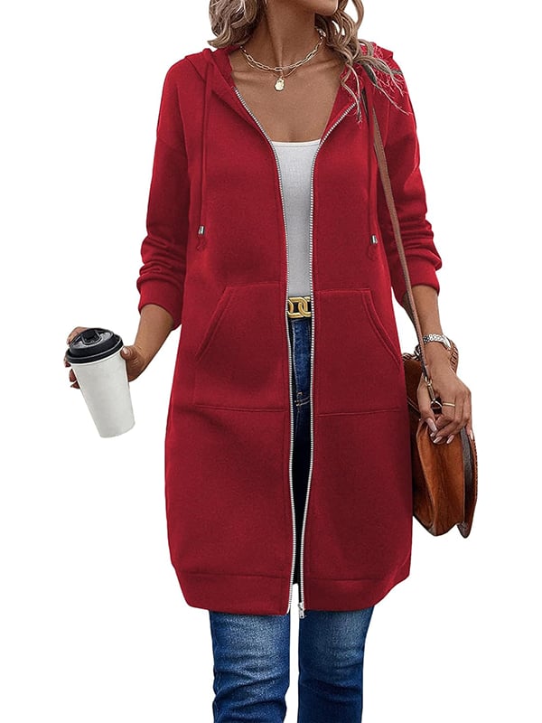 🔥✨Damen Fleece‑Kapuzenpullover mit Reißverschluss