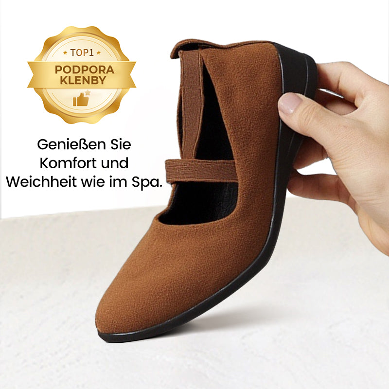 💃🔥Letzter Tag Promotion 50% Rabatt🔥Elegante feste Farbe elastische Riemen niedrige Keilschuhe