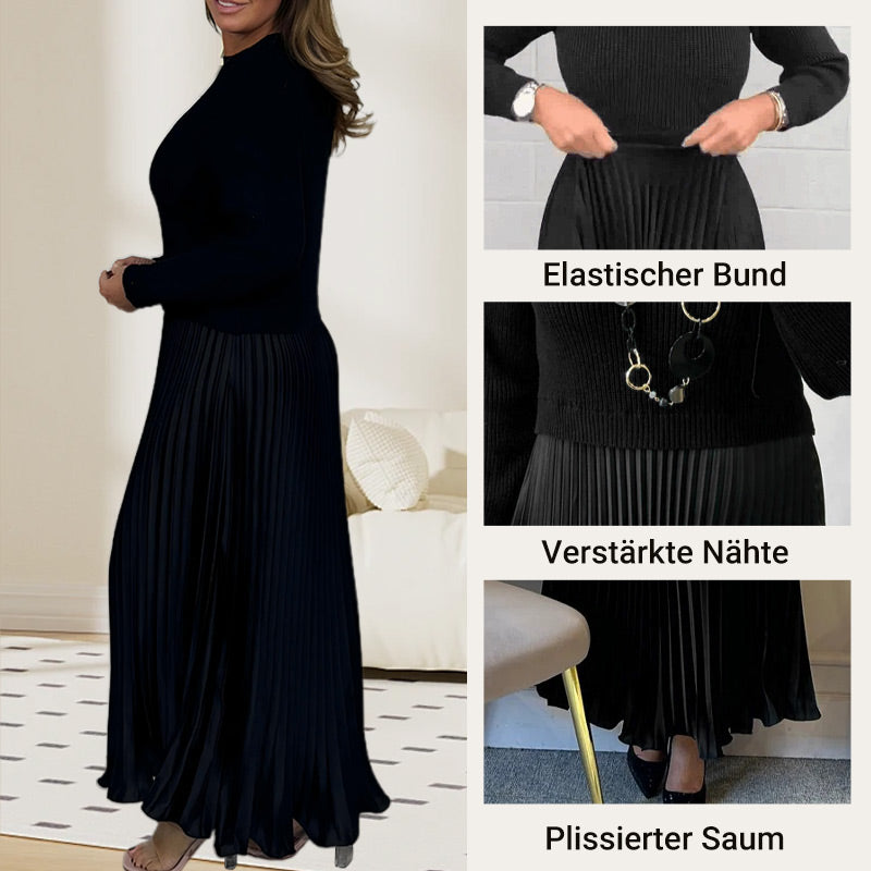 🍂 61% Rabatt-Aktion🍂Stilvolles und elegantes Kleid mit Rundhalsausschnitt und Falten für Damen