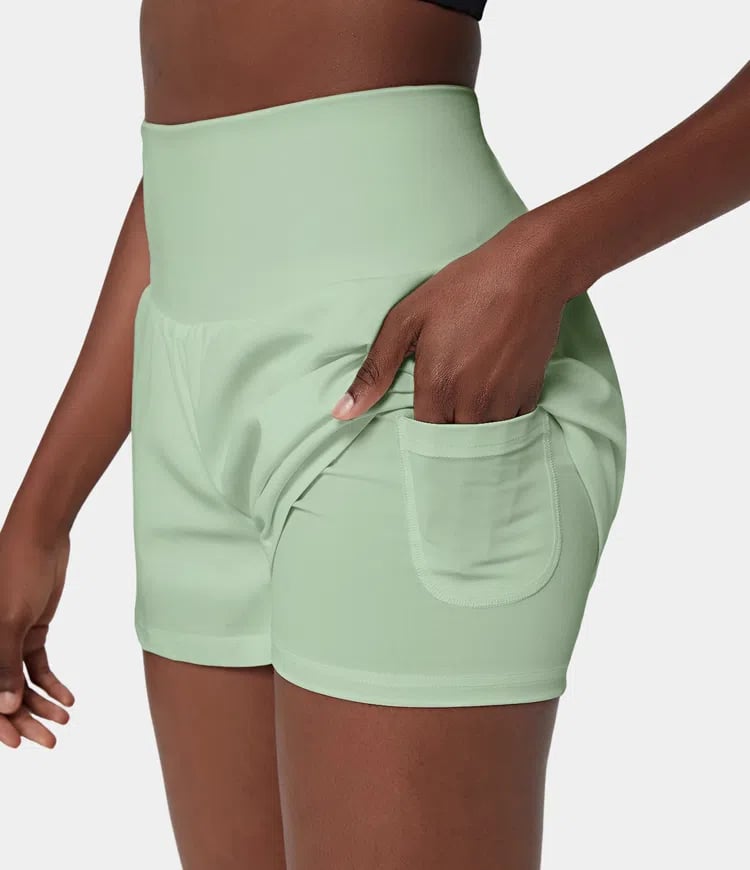 ✨️  2025 Hot Sale 49% OFF 🥰  2-in-1 Yoga Shorts mit hoher Taille und Seitentaschen