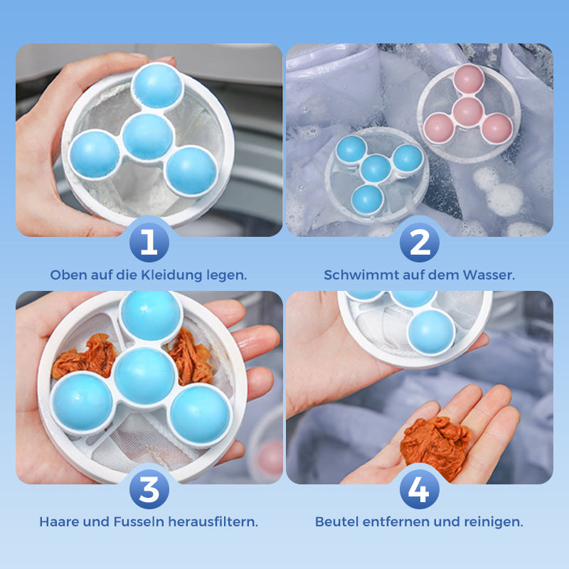 🧼 50% RABATT BEFRISTETES ANGEBOT! ✨ Schwimmender Filterbeutel-Waschball für Waschmaschinen - Fängt Haare & Flusen mit Einfacher Reinigung für Badewanne, Waschbecken & Waschmaschine 🐾📦
