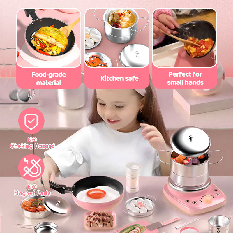 👧🏻 🍳 Realistisches Mini-Kochset (22-teilig) – Vollständige Ausstattung, Sichere Materialien & Pädagogischer Spielspaß 🎁