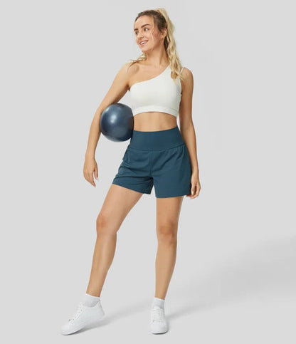 ✨️  2025 Hot Sale 49% OFF 🥰  2-in-1 Yoga Shorts mit hoher Taille und Seitentaschen