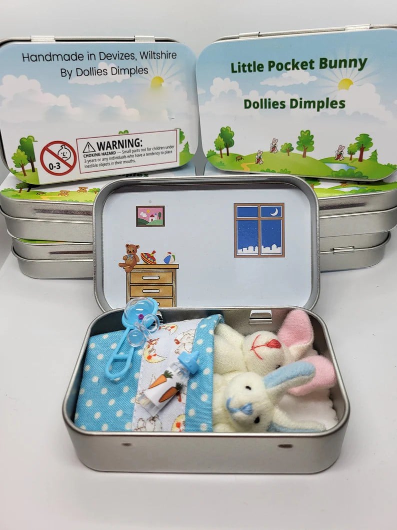 🔥 Bestes Ostergeschenk 50 % RABATT 🎁🐇Niedliche Häschen in einer Konservendose – Mutter und Babykaninchen