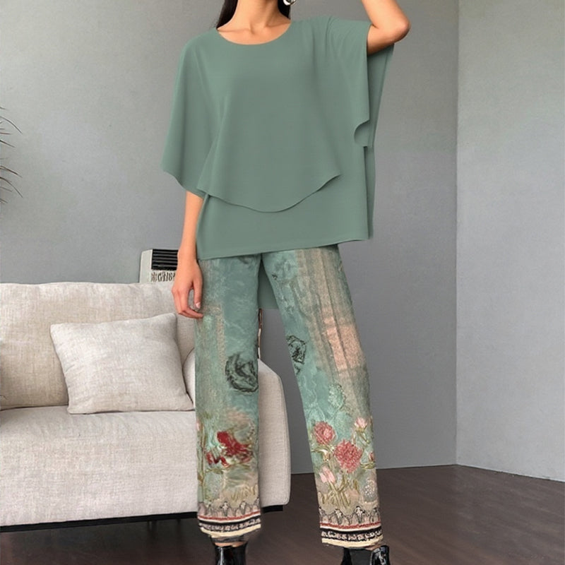 💃🔥 HEISSER VERKAUF 2026: -50% ✨ Damen-Zweiteiler Set – bedruckte Hose & Rundhals-Top 👗 modern, bequem & stylisch 💫