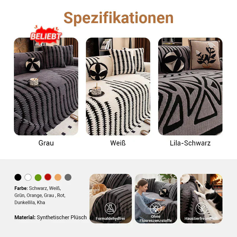 🛋️ 56% RABATT 2026! ✨ Plüsch Sofaüberwurf - Extra Dicke & Rutschfeste Decke mit Elastischen Kanten für Herbst und Winter 🍂❄️