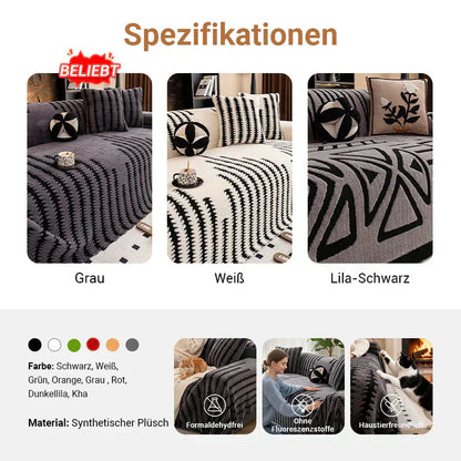🛋️ 56% RABATT 2026! ✨ Plüsch Sofaüberwurf - Extra Dicke & Rutschfeste Decke mit Elastischen Kanten für Herbst und Winter 🍂❄️