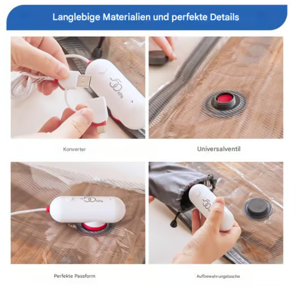 ⏳ Begrenzte Zeit – 50 % Rabatt! ✨🔥 USB-Elektro-Vakuum-Kompressionsbeutel ✨ Ein Set mit 6 Kompressionsbeuteln – Sparen Sie Platz und reisen Sie leicht!