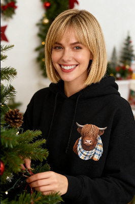 🐮 50 % RABATT | Kuschelig durch kalte Tage – Damen Hoodie mit Highland-Kuh-Motiv & Fleecefutter