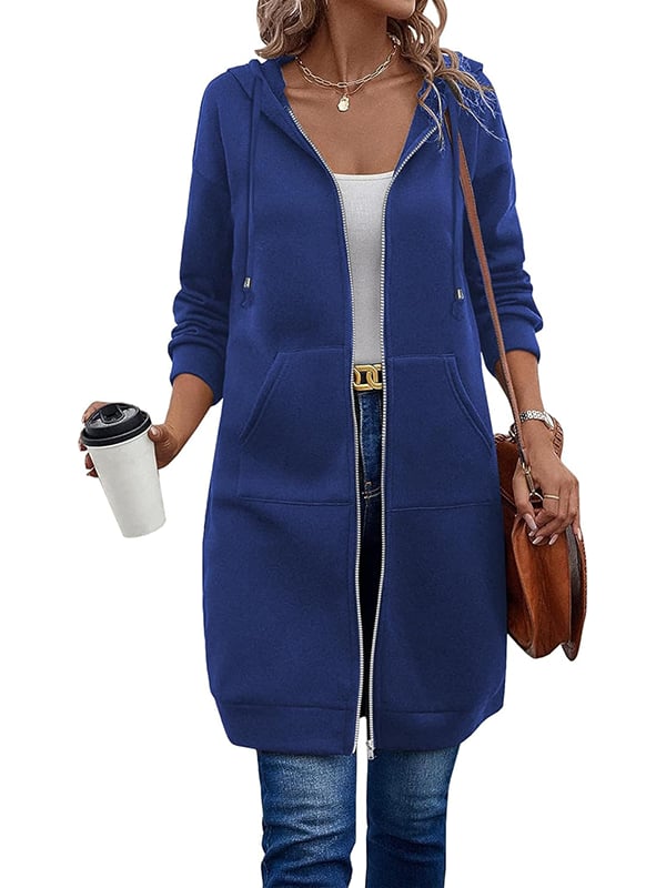 🔥✨Damen Fleece‑Kapuzenpullover mit Reißverschluss