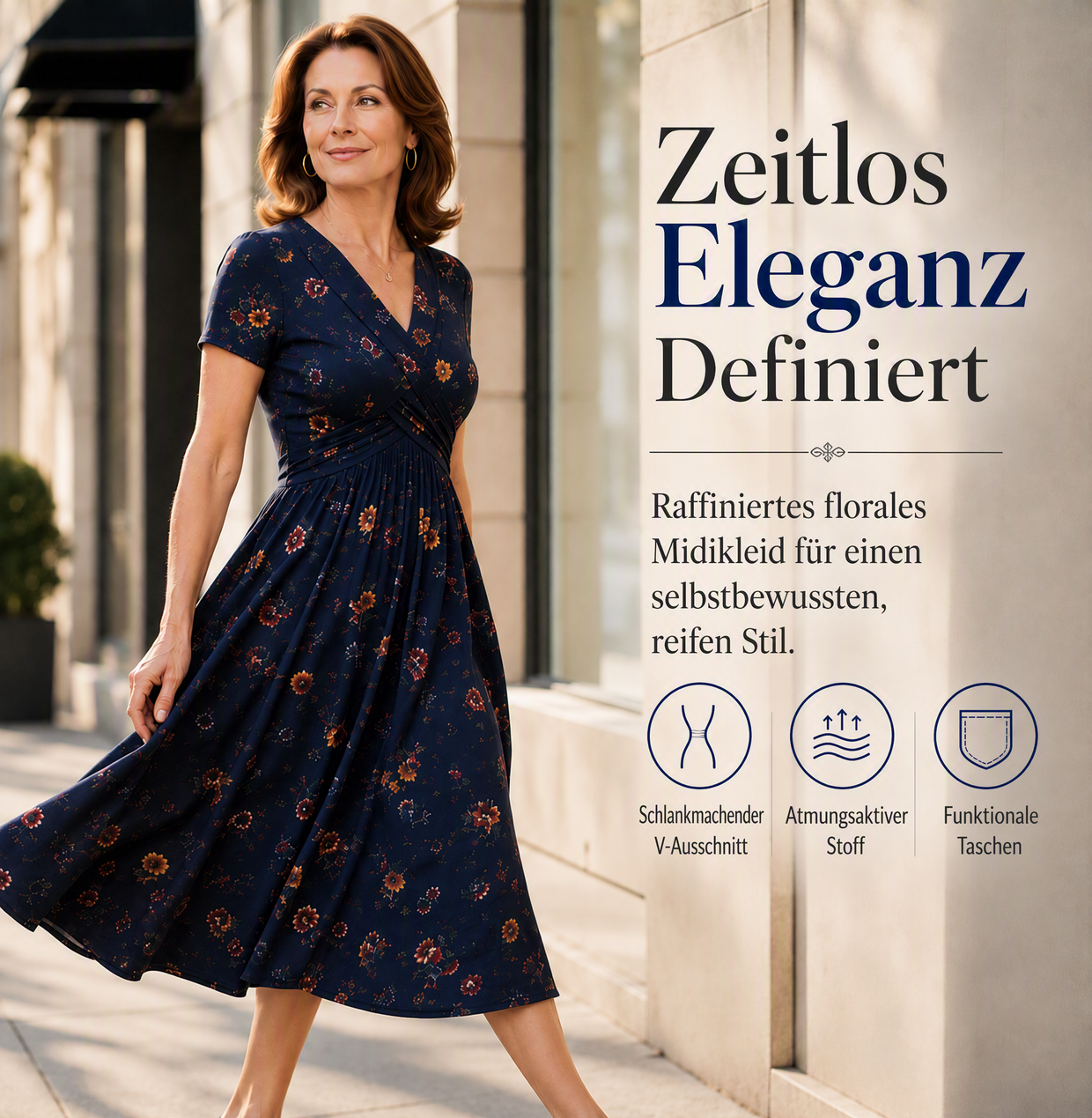 🌸 Blumiges Kleid mit V-Ausschnitt und Twist-Detail an der Taille – elegant und lässig für alle Anlässe