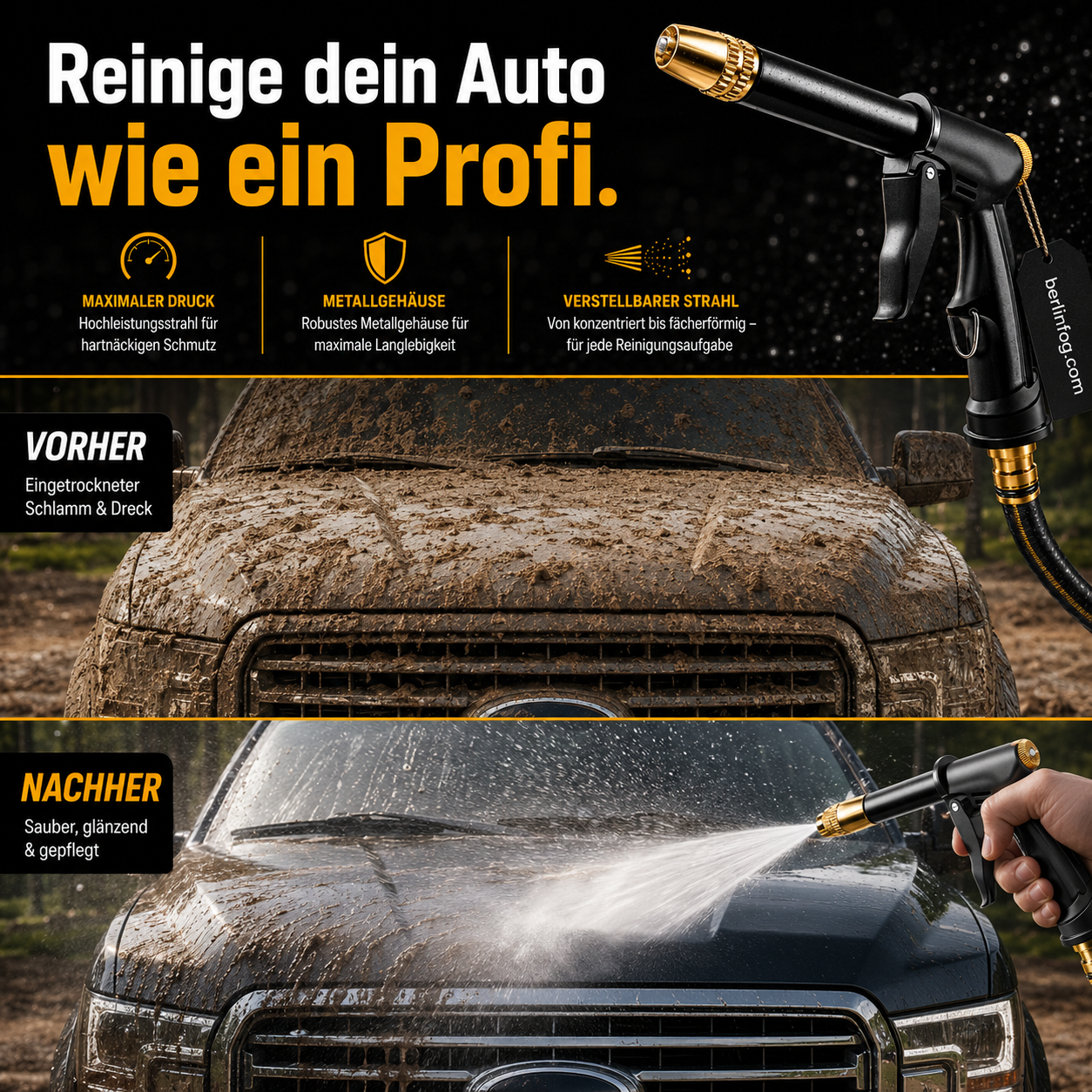 🔥Solange der Vorrat reicht 50 % Rabatt!🎉Wasserpistole für einfaches Autowaschen und vielseitiges Bewässern