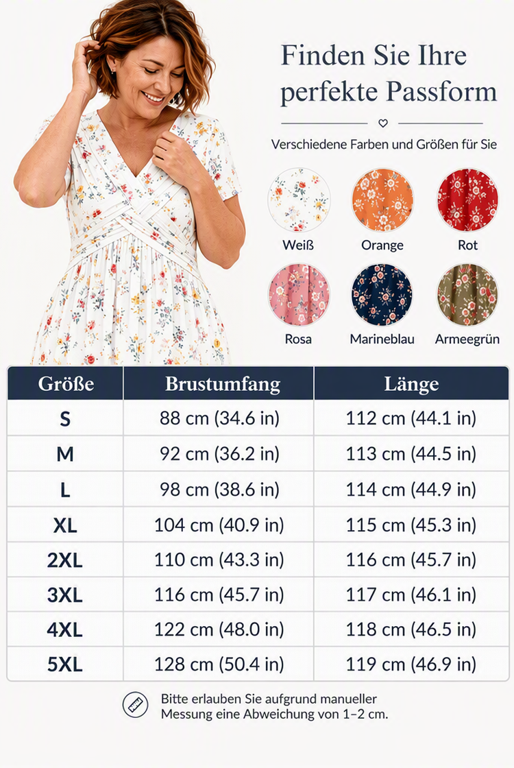 🌸🔥50% RABATT!🔥🔥Blumiges V-Ausschnitt-Kleid mit Taillendrehung – elegant und lässig für jeden Anlass
