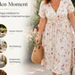 🌸🔥50% RABATT!🔥🔥Blumiges V-Ausschnitt-Kleid mit Taillendrehung – elegant und lässig für jeden Anlass