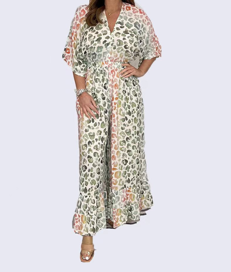 🔥Heiss – 49% Rabatt💃2024 NEUER STIL V-Ausschnitt Leopardenmuster Kleid💝
