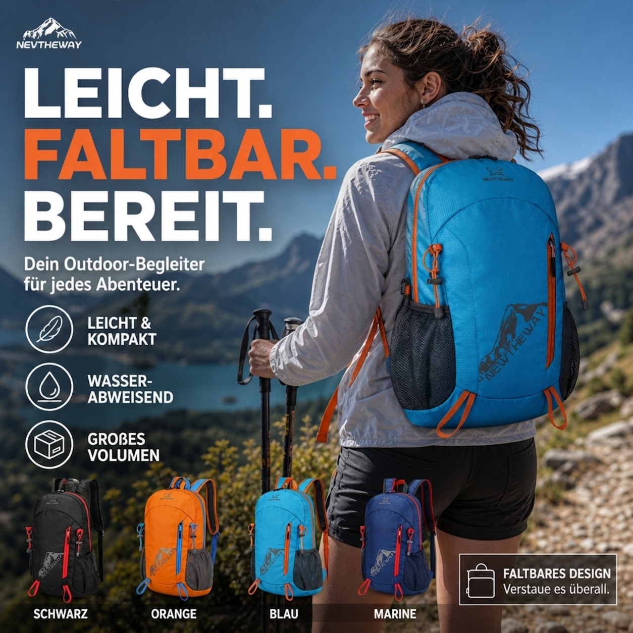 🔥🎁 2+1 GRATIS!!🥳 💞 50K+ VERKAUFT! ⚡🎒 Faltbarer wasserdichter Campingrucksack