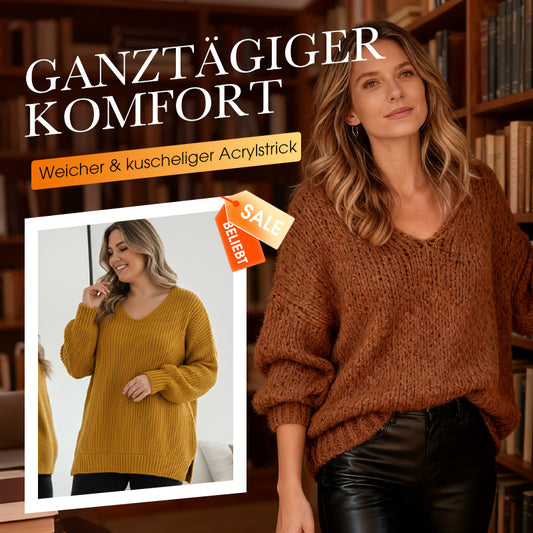 Damen Pullover mit Rundhalsausschnitt in lockerer Passform