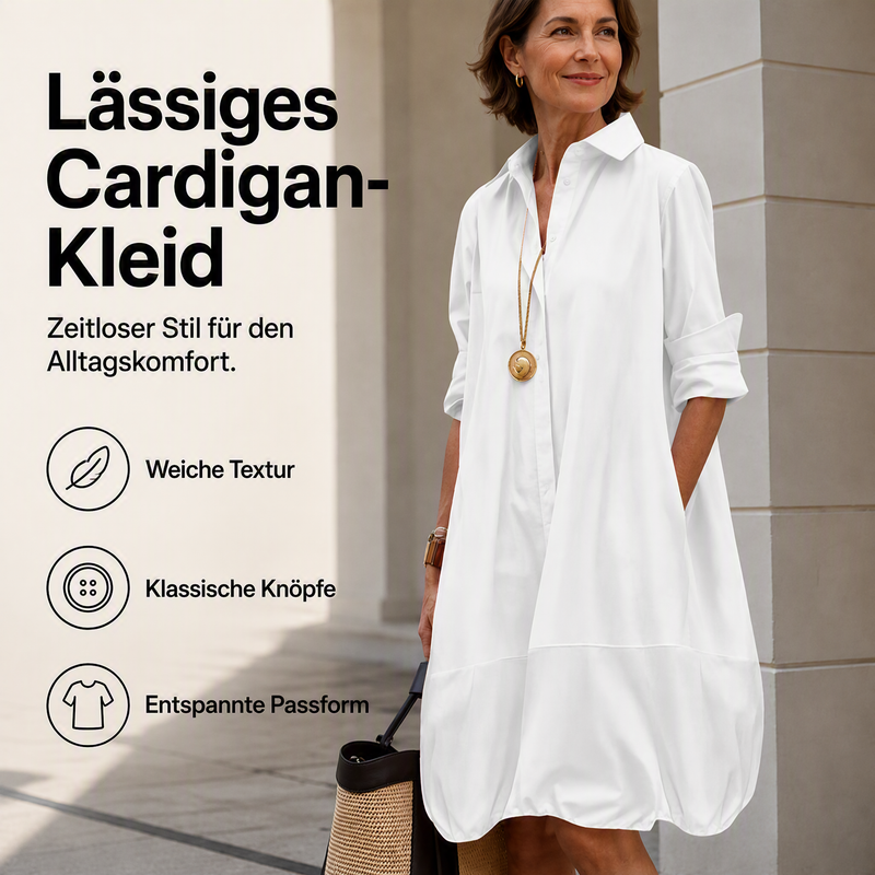 Damen Lässiges Knopf‑Hemdkleid Freizeit Shirtkleid