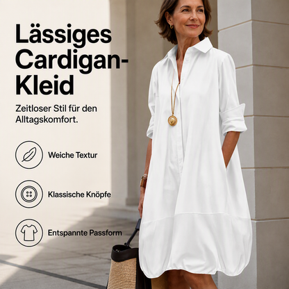 Damen Lässiges Knopf‑Hemdkleid Freizeit Shirtkleid