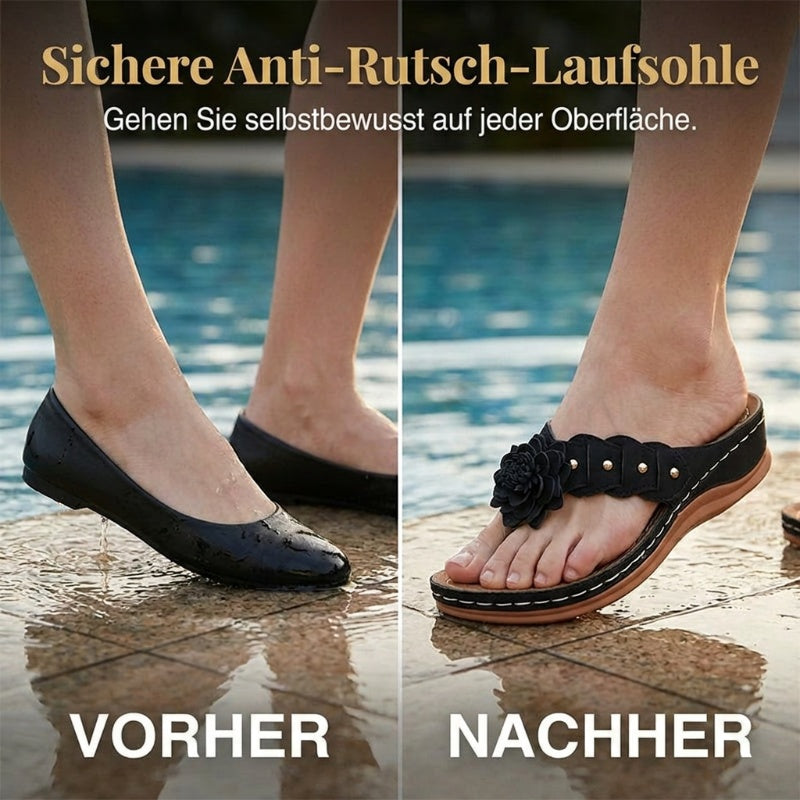 Damen-Sandalen mit Blumenmuster und Fußgewölbestütze
