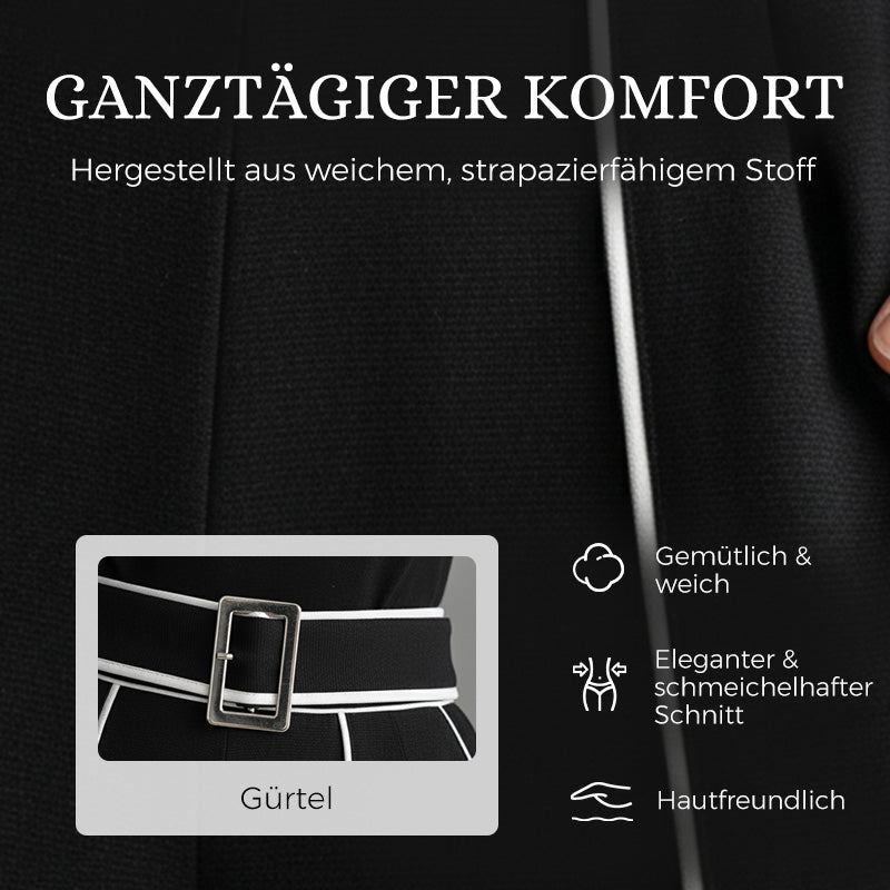 Damen Zweiteiler: Langarmshirt mit Stehkragen & Hosen mit weitem Bein