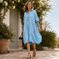 Damen Lässiges Knopf‑Hemdkleid Freizeit Shirtkleid