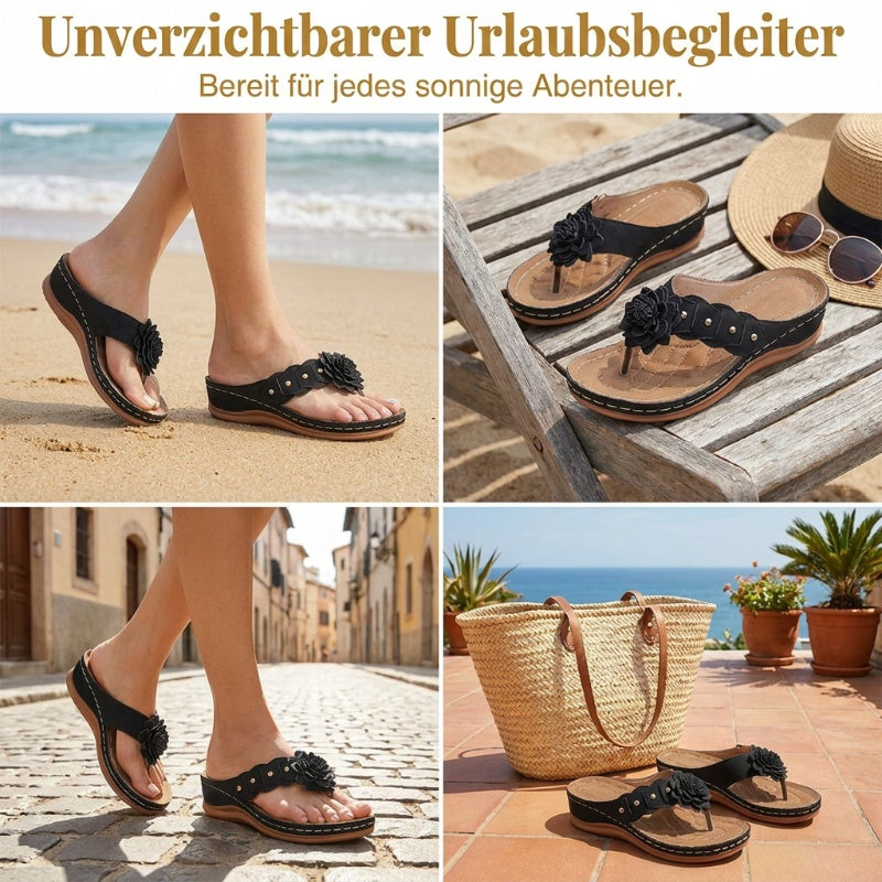 Damen-Sandalen mit Blumenmuster und Fußgewölbestütze