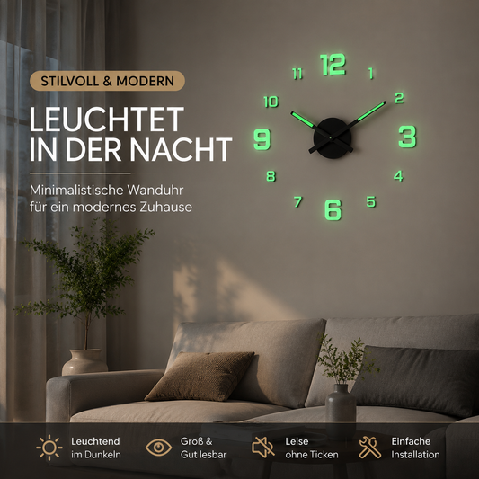 📢📢50 % Rabatt!!🥳💞 50K+ VERKAUFT! ⚡⏰3D-Wanduhr-Set aus selbstleuchtendem Acryl zur Selbstmontage