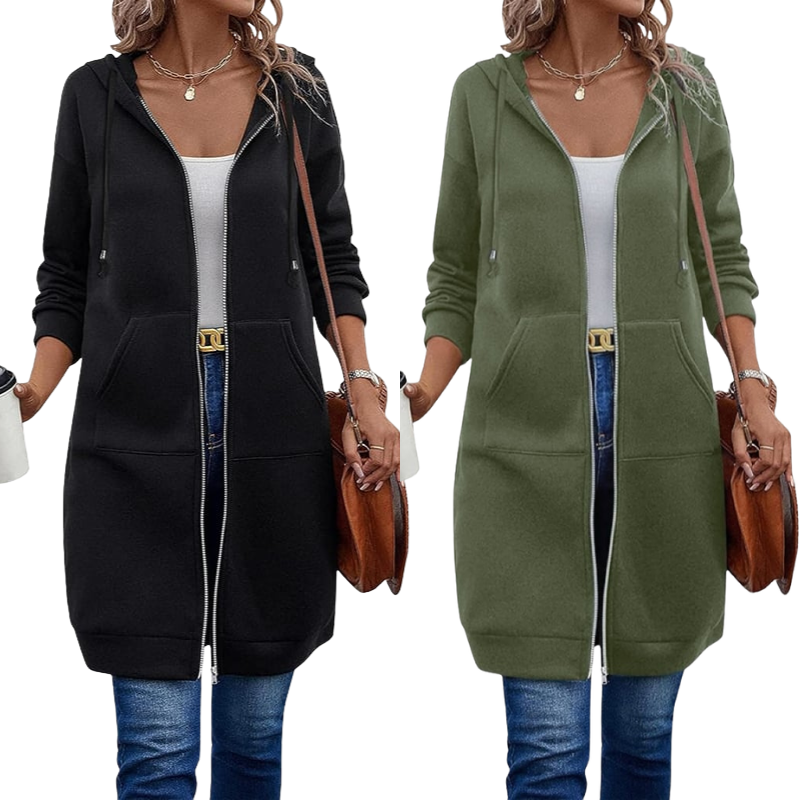 🔥✨Damen Fleece‑Kapuzenpullover mit Reißverschluss