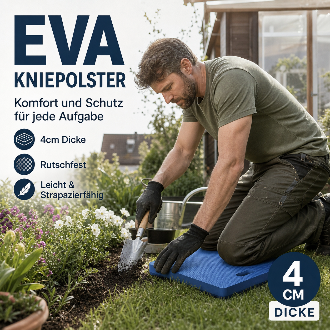 🦵🧘 Extra dicke Kniematten – 4 cm Polsterung, wasserdicht, rutschfest. Komfortabel für Gartenarbeit, Reinigung und Heimwerken. 🧎🏡