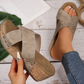 Modische Damen-Sandalen mit Kreuzriemen und dickem Keilabsatz