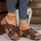 Modische Damen-Sandalen mit Kreuzriemen und dickem Keilabsatz
