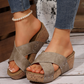 Modische Damen-Sandalen mit Kreuzriemen und dickem Keilabsatz
