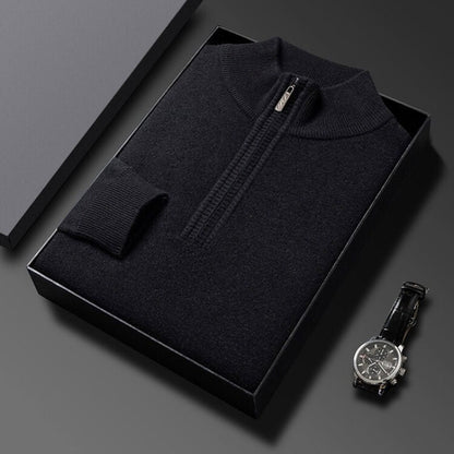 💥Thanksgiving Day Halbpreisverkauf💥Wollpullover mit halbem Rollkragen für Männer, Pullover mit Reißverschluss