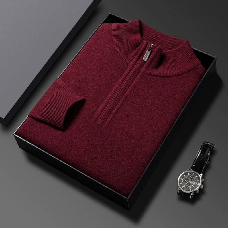 💥Thanksgiving Day Halbpreisverkauf💥Wollpullover mit halbem Rollkragen für Männer, Pullover mit Reißverschluss