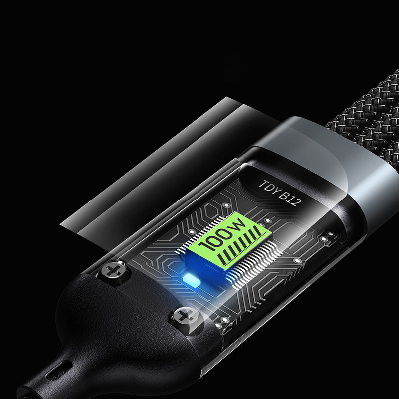 2 kaufen, 10% Rabatt🔥3-in-1 100W Transparentes Schnellladekabel