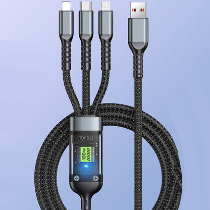 2 kaufen, 10% Rabatt🔥3-in-1 100W Transparentes Schnellladekabel