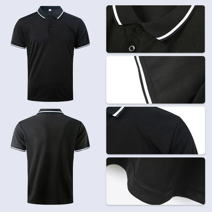 Lässiges T-Shirt für Herren mit Revers, kurzen Ärmeln und V-Ausschnitt