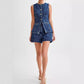 💕HEISSER VERKAUF – Einzeln erhältlich💕 Lässiges zweiteiliges Denim-Set für Damen: Ärmelloses Top & Shorts