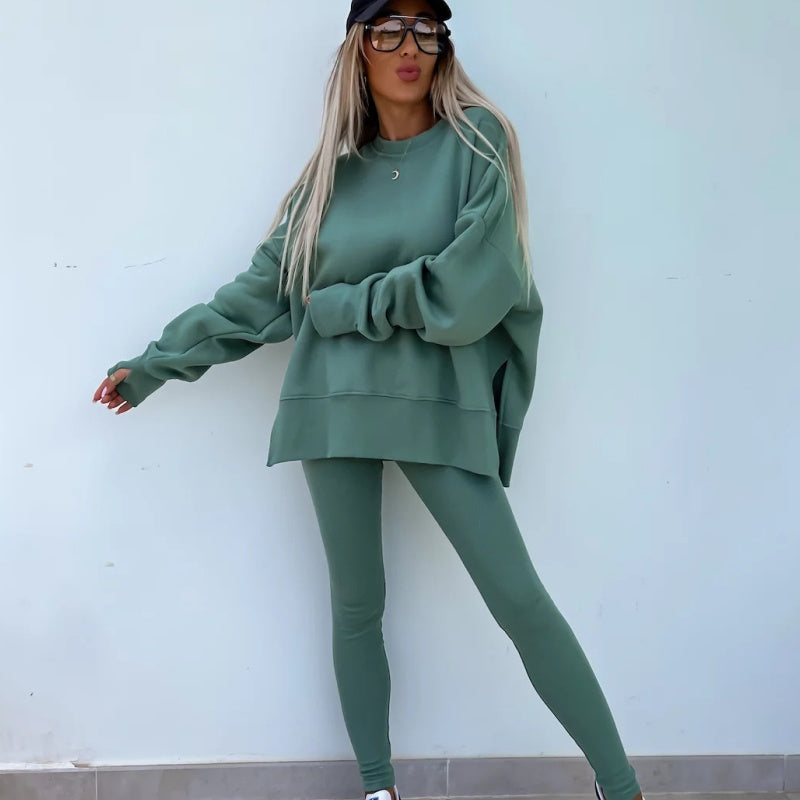 ✨2-teiliges Set aus langärmligem bedrucktem Sweatshirt und Leggings für Damen✨