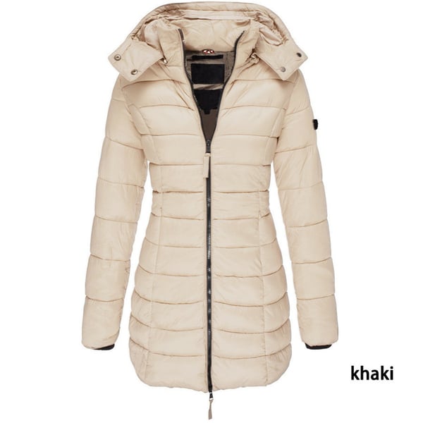 🔥Mittellange wattierte Winterjacke für Frauen, einfarbige, warme Kapuzenjacke👍【Kostenloser Versand】
