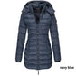 🔥Mittellange wattierte Winterjacke für Frauen, einfarbige, warme Kapuzenjacke👍【Kostenloser Versand】