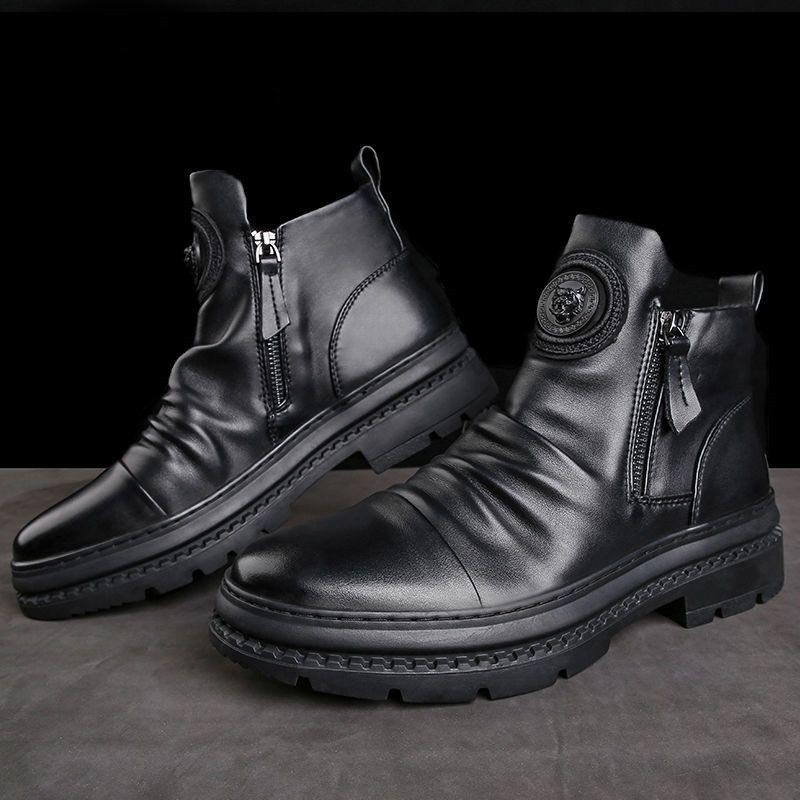 [Bestes Geschenk] Klassische lässige Herrenstiefel mit seitlichem Reißverschluss aus Leder