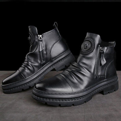 [Bestes Geschenk] Klassische lässige Herrenstiefel mit seitlichem Reißverschluss aus Leder