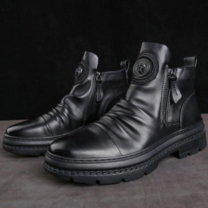 [Bestes Geschenk] Klassische lässige Herrenstiefel mit seitlichem Reißverschluss aus Leder
